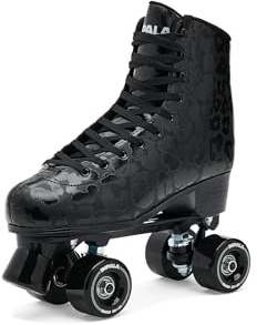 Impala Rollschuhe, Unisex-Erwachsene, Impala Quad Skate, Schwarz/Leopard, Größe 36