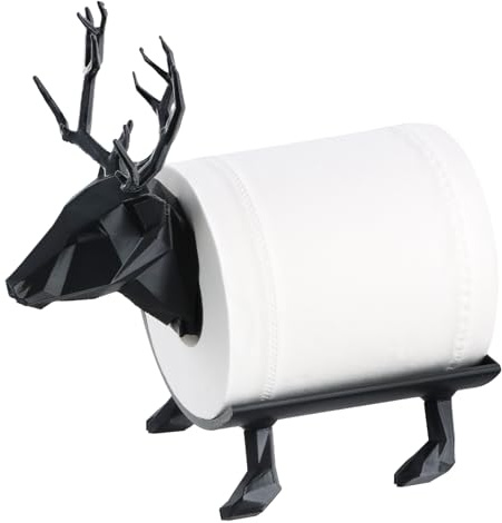 Toilettenpapierhalter Hirsch, Lustiger Toilettenpapierhalter für 4cm, ersatzrollenhalter toilettenpapier Kann als Toilettenpapier-Dekoration oder -Aufbewahrung verwendet werden, schwarz