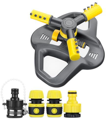 Sprinkler For Yard,Oscillating Sprinkler,12 Nozzles,360° Rotation,Adjustable Angle,Spraying Area of Approximately 78.5 m²,1/2 And 3/4 Hose Connector,Gardens,Lawns (1/2)