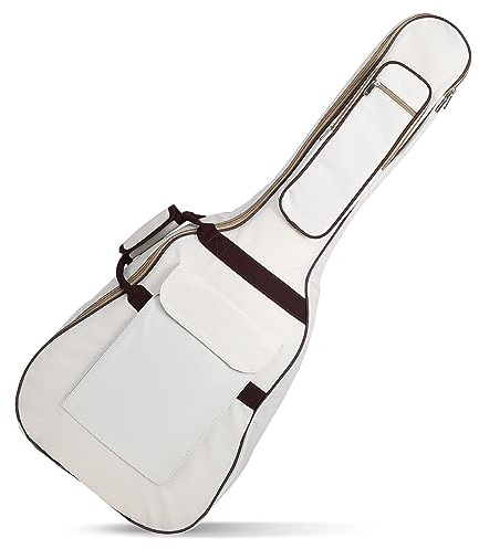 HAMPPLIES Borsa Per Chitarra Imbottita 40/41 Pollici in Oxford Beige, Custodia Da Viaggio Maniglia Per Protezione e Trasporto Strumento, Interna Spaziosa Per Accessori Chitarra