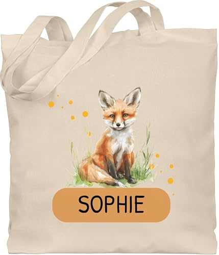 Geschenk mit Namen personalisiert by Shirtracer - Baumwolltasche - Fuchs mit Name personalisiert I Fuchs Geschenk Kinder I Fuchsgeschenk I Füchse