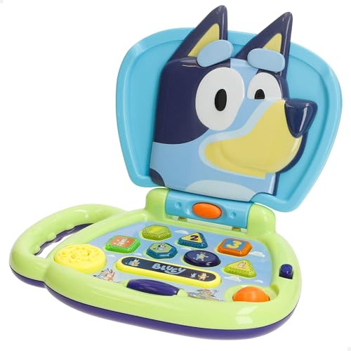 ColorBaby Bluey Mi Erster Computer mit dynamischen Tasten, offizielles Lizenzprodukt, interaktiver Computer, integrierter Tragegriff, interaktives Spielzeug auf Englisch, Spiele für Kinder ab 6