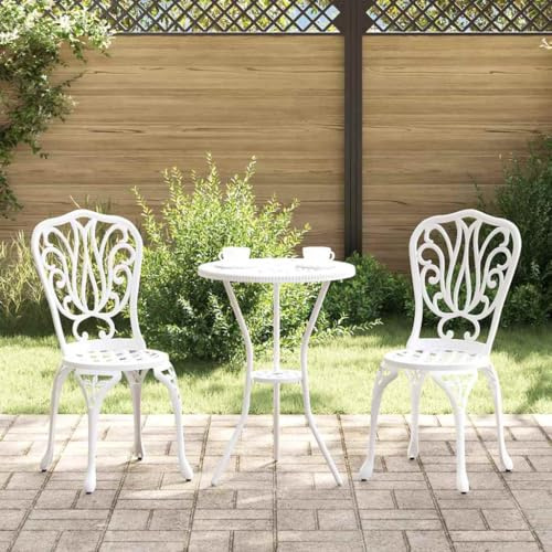 Teenpull Bistro-set, 3 delar, vit, aluminium, väderbeständig, för terrass, balkong, matsal, modern, hållbar