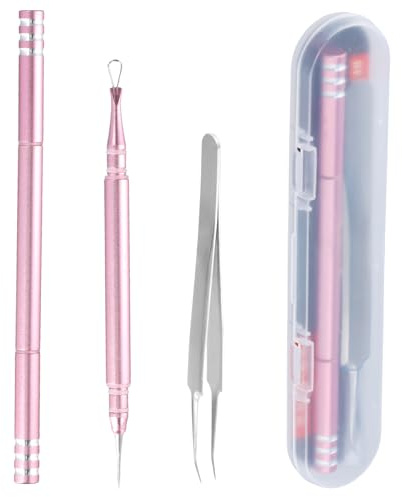 Culinavog Extractores de Puntos Negros, Puntos Negros Aguja Extractor Limpiador, Puntos Negros Extractor, Kit de Herramientas Profesionales para Extraer Acné con Pinzas Incluidas (Oro Rosa)