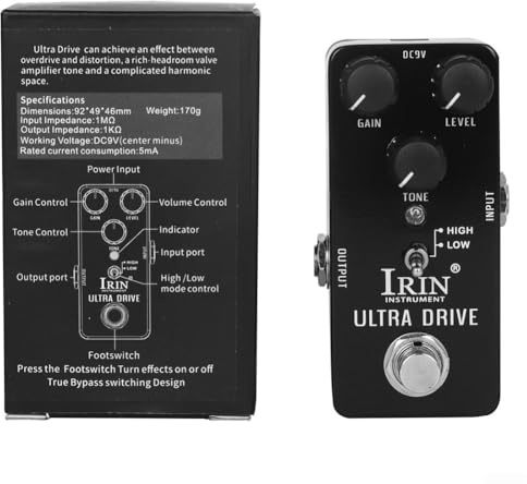 Pedal de efecto de guitarra de construcción de aluminio con distorsión Wah Overdrive Delay Reverb Compresor mejora de señal (negro)