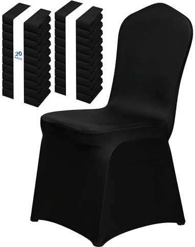 20 Stück Schwarz Stuhlhussen Stretch Spandex Stuhlbezug für Esszimmerstühle | Abnehmbarer und Waschbarer Stuhl Überzug Stühle Schutz Dekoration Geeignet für Restaurants, Hotels, Bankette, Hochzeit