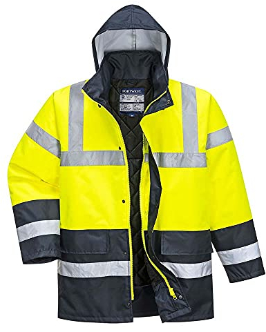 Portwest Parka De Alta Visibilidad Contrast Traffic, Tamaño: XL, Color: Amarillo, S466YERXL