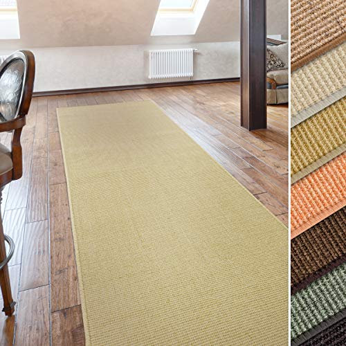 casa pura Naturfaser Sisal Stufenmatten | Ivory/Creme | Qualitätsprodukt aus Deutschland | kombinierbar mit Sisalläufer | 65x23,5 cm | halbrund | 15er Set