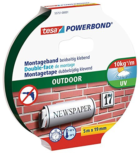3 Rollen tesa doppelseitiges Montageband Powerbond für Außen, 15m