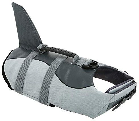 Queenmore Schwimmweste Hund Einstellbare Hunde Schwimmweste, Ripstop Rettungsweste mit hohem Auftrieb und langlebigem Rettungsgriff für Hund für kleine mittlere Hunde, (Grey,S)