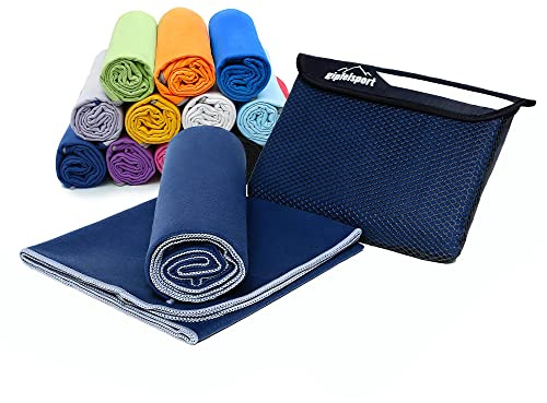 gipfelsport Mikrofaser Handtuch Set - für Sauna, Fitness, Sport I Strandtuch, Sporthandtuch I Navy L: 140x70