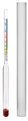 Medidor de alcohol 0 – 100% + tarro de prueba de cristal – Alcoholómetro Alcoholómetro, Hidrómetro Turbo Levadura, Vodka, Espíritu