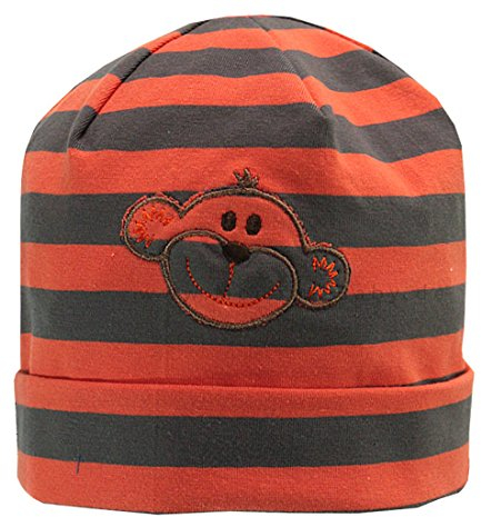 maximo Jungen Mütze AFFE, Farbe: orange grau, Gr. 55, UV-Schutz 50+ (55)