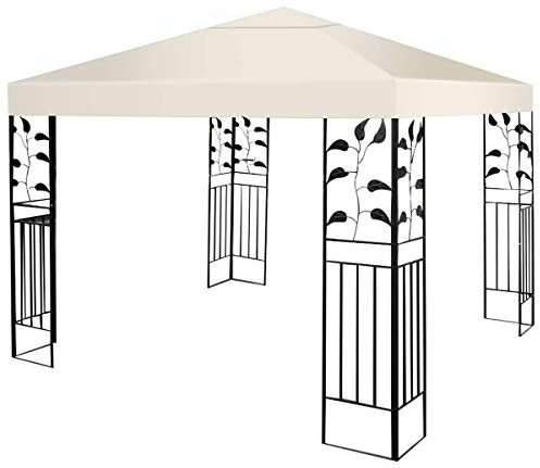 COSTWAY 3x3m Ersatzdach für Pavillon, Pavillondach Ersatzbezug mit Klettverschlüssen (Beige)