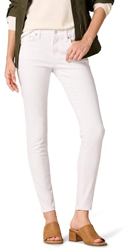 Amazon Essentials Damen Elastische Skinny-Jeans Mittelhoher Bund - Auslaufmodell, Weiß, 44 Lang