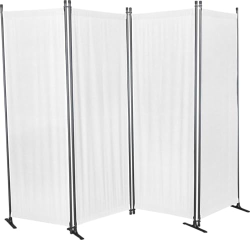 ANGERER Paravent 4-teilig, PE weiß | Raumteiler, Raumtrenner, Sichtschutz, für Windschutz & Schatten auf Balkon, Bezug aus Kunststoffgewebe, Made in Germany