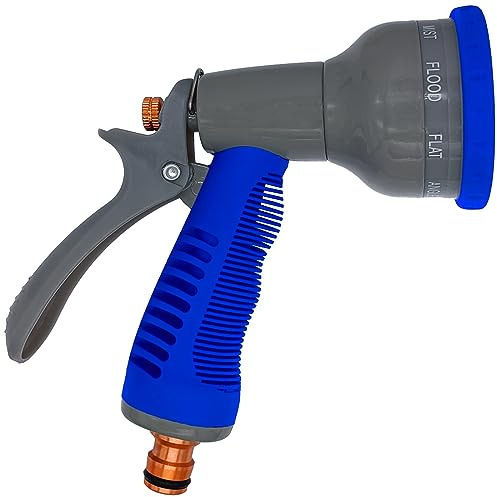 MegaHaustechnik Garten-Handbrause Standard blau mit Stecker, Schnell-Verbinder Schlauch Kupplung Stecksystem passt für Gardena Anschluß