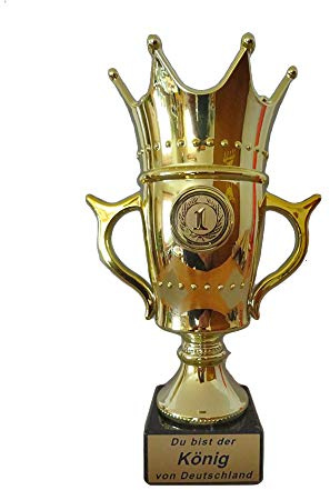 RaRu Krone/Königs-Pokal mit Ihrer Wunschgravur und wählbarem Sport-Emblem