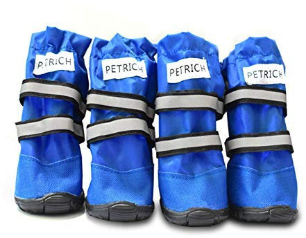 OMEM Haustierschuhe, Hundeschuhe, wasserdicht, Schnee, rutschfest, groß, hochhackig, lang, Größe S, Blau
