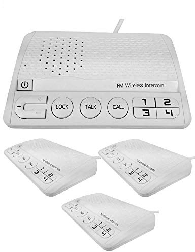K M Electronics® 4 Way Wireless Cordless 13A Plug in Mains INTERCOM System Desk Wall Mount
