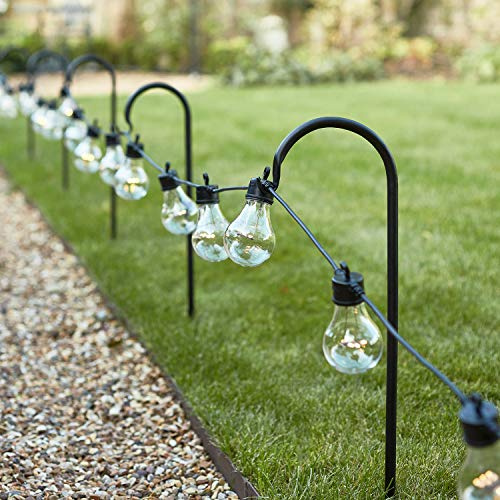 Lights4fun 10er Set Halterungsstangen für Beleuchtungen 60cm Schäferstab schwarz