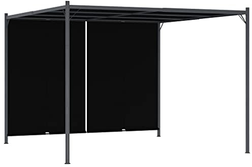 vidaXL Gartenpergola mit Versenkbarem Dach Schiebedach Erdanker Garten Pavillon Pergola Gartenzelt Terrassendach Sonnenschutz 3x3m Anthrazit