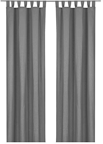 heimtexland ® Dekoschal Baumwolle Uni Blickdicht Vorhang Schlaufenschal Gardine Grau HxB 230x125 Typ625