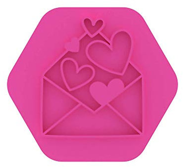 LissieLou Envelope of Hearts Cookie Stamp Valentine's Day Love Icing Fondant Embosser - Light Pink