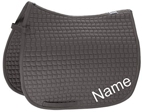 Eskadron Anthra Cotton Pony Dressur-Schabracke mit individuellem Namen Bestickt, Schriftart:Jacobal (Schreibschrift verschnörkelt), Garnfarbe Maderia:Dark Mauve 1919