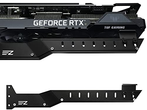 EZDIY-FAB 309EZ GPU Halter, Grafikkarte Vertikal Halterung-Schwarz | Verlängertes Design,Gebogene Stützstruktur,Verstellbare GPU-Stütze,PCIe-Slot-Schutz,Aluminiumlegierung,Doppelte Gummipolster