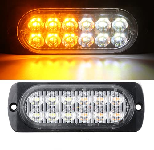 HULX Seitenmarkierungsleuchten, 4 STÜCKE 12LED Side Marker Lights Auto-Markierungsleuchten Autoseiten-Anzeigelampen 12V 24V Vordere Heckleuchte Positionsleuchten für LKW-Anhänger (Weiß + Gelb)