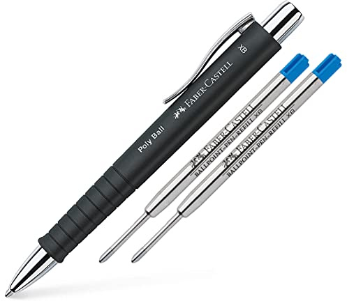 Faber-Castell - Kugelschreiber Poly Ball XB (Schwarz, Kugelschreiber + Ersatzminen)