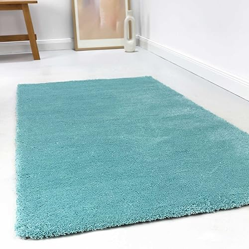 Wecon Home relaxx getufteter Hochflorteppich, 70 x 140 cm, türkis | kuschelig weicher Hochflor Teppich, bestens geeignet fürs Wohnzimmer, Schlafzimmer und Kinderzimmer
