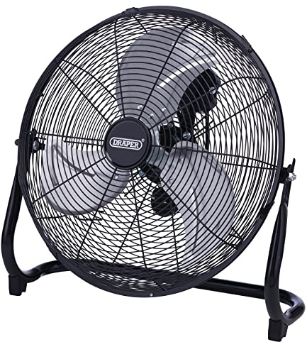 Draper 70432 Ventilador de suelo de 230 V, 400 mm, 100 W, ventilador para oficina, sala de estar y garaje, color negro