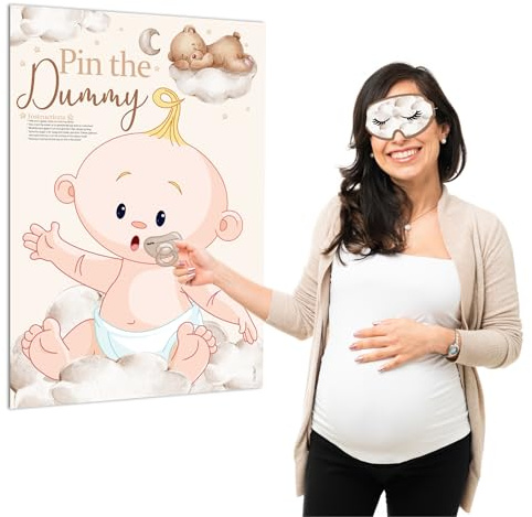 Pink Bee Parties Pin The Dummy Game in Teddy Bear Theme Baby Shower Game - 40 Player