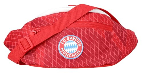 FC Bayern München Bauchtasche - Logo Badge Rubber - ROT | Gürteltasche | Hüfttasche | Tasche | Hip Bag | FCB