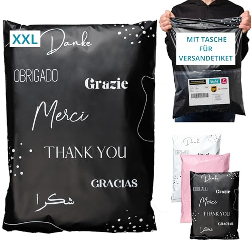 EMBALLAX - 20 Buste per Spedizioni Vinted grandi CON TASCA PER BOLLETTINO - XXL 60x45cm - NON TRANSPARENTI/RESISTENTI - Sacchetti Spedizione in Plastica - Pochette per Spedizioni Postali - grazie
