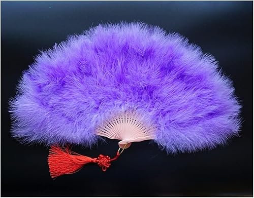 Feather Fan,Folding Handheld Feather Fan, Handheld Folding Fans Handmade Folded Fan White Feather Hand Fans Chinese Home Decorative Party Dance Wedding Decoration Accessories Crafts Gifts Hand Fan ( C