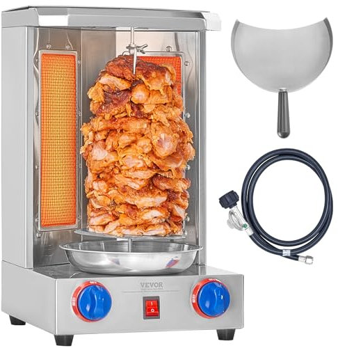 VEVOR - Máquina de parrilla Shawarma, capacidad de 12 libras, máquina de cocina Shawarma de pollo con 2 quemadores, horno de asador vertical de gas, máquina de kebab, para el hogar, restaurante,