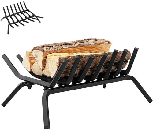 GiantexUK 19'' Fire Grate, Heavy Duty Steel Firewood Log Holder, Indoor Outdoor Fireplace Coal Wood Storage Basket Shelf for Open fire Fuel Grate Fire Pit, Black