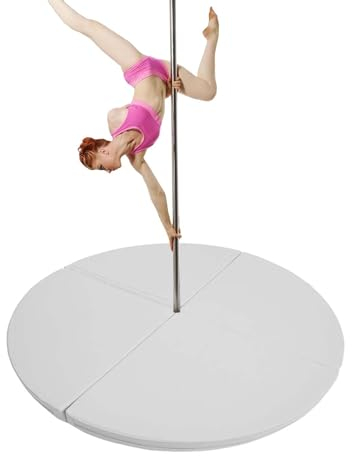 Pole Dance Matte Dicke Tanzstangen-Schutzmatten - 120/140/150/160/180/200 Cm Pole-Dance-Matte für Das Fitnessstudio Zu Hause, Faltbare Lyra-Hoop-Schutzmatte/ Yogamatte für Erwachsene(Color:White,Size: