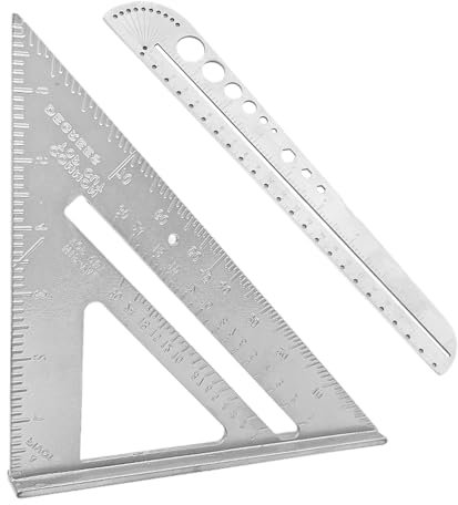 1 Squadra Da Carpentiere, 1 Righello Per Utensili Multifunzione, Squadra In Metallo, Goniometro Da Costruzione, Triangolo Rettangolo In Metallo