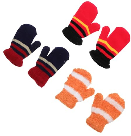 TOGEVAL 3paare Warme Kinderstrickhandschuhe Verdickte Winterhandschuhe Für Junge Mädchen Im Alter Von Jahren Gespleißtes Farbdesign Bequeme Tragehandschuhe