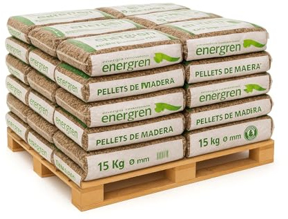 420 Kg PELLETS de Madera (Pallet con 28 Sacos de 15kg) Certificado ENplus y Calidad A1. Ideal para chimeneas, Estufas o barbacoas. Diametro 6 mm. 100% Madera de Pino.
