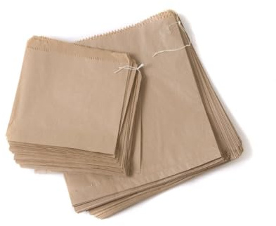 100 x Brown Strung Kraft Paper Food Bags Food use, Groceries, Sandwiches Fruit Bags etc | Trojan Packaging (100, 8x8)