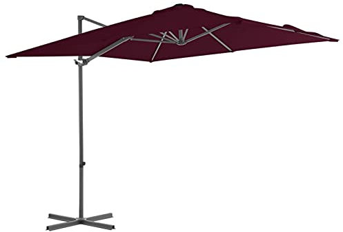 Xichuzi Ampelschirm mit StahlMast, Balkon Sonnenschirm, Marktschirm, Garten, Balkon Schirm, Sonnen Schirme, Balkonschirm, Bordeauxrot 250x250 cm