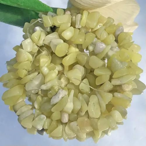 Perles en Vrac de Gravier de Cristal Multicolores Naturelles irrégulières de 4 à 8 mm 32 Pouces - Jade Jaune - 32 Pouces