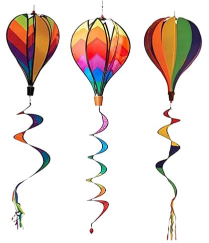 ROMISBABA 3pièces Moulins à Vent Suspendus pour Extérieur Jouets De Jardin Ornements Suspendus Forme De Montgolfière