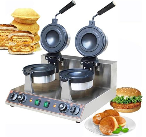 Máquina Prensadora de Sándwiches de Helado, Máquina Eléctrica para Hacer Gofres y Hamburguesas, Máquina Prensadora de Panini Placas Antiadherentes, Control de Tiempo y Temperatura,B