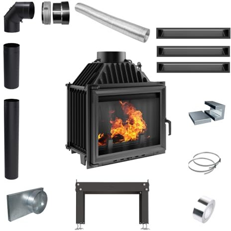 KRATKI Camino in ghisa a legna 8kW MAJA set 200fi Camino moderno Ekoprojekt, BImSchV 2